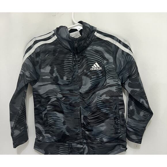 Adidas Toddler Black/Grey With White Three Stripe Zipper Track Jacket 2T Months - Picture 1 of 5